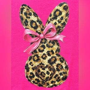 AFTER HOLIDAY 
 NEW Size Medium Leopard Print Bunny with Pink Bow Graphic